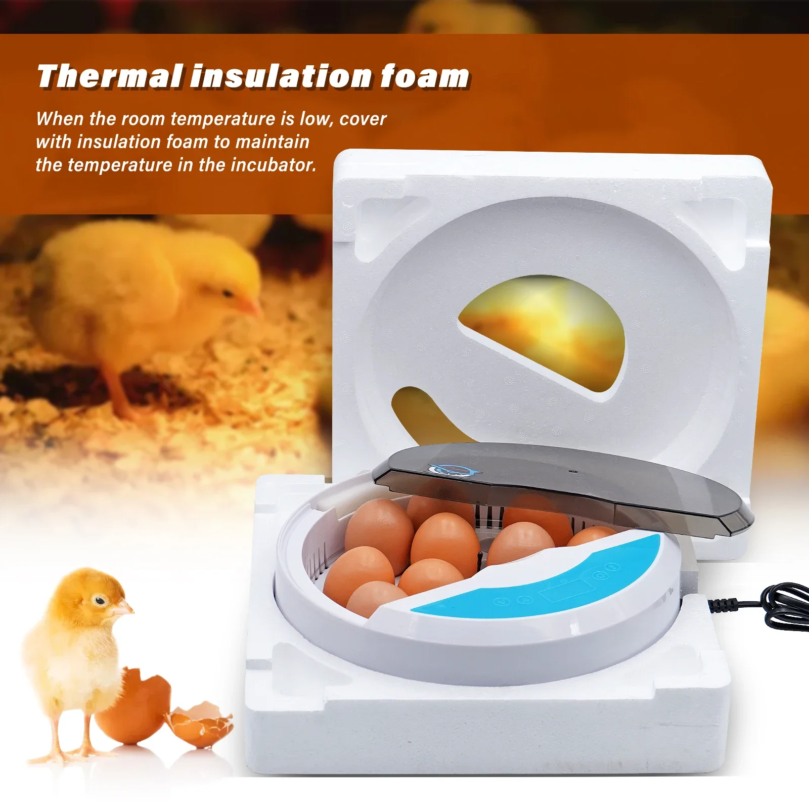 9 Mini Eggs Incubator Brooder Bird Quail Chick Hatchery Incubator Poultry Hatcher LED Temp Control Home Farm Incubation Tools