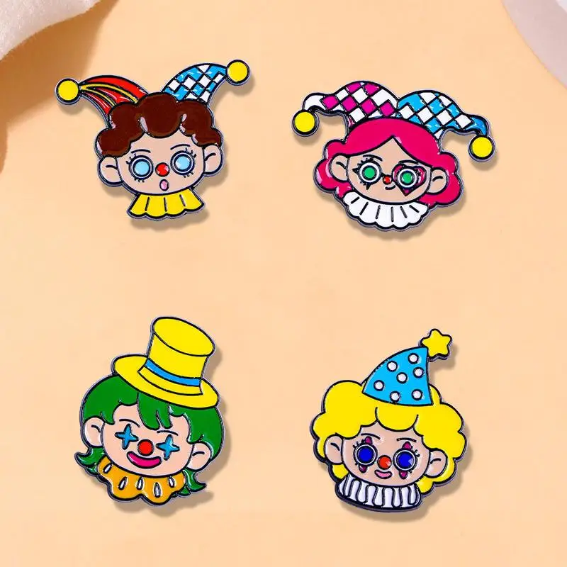 Cute Cartoon Clown Enamel Brooch Creative Funny Children Lapel Pin Badge Backpack Clothing Hat Accessories