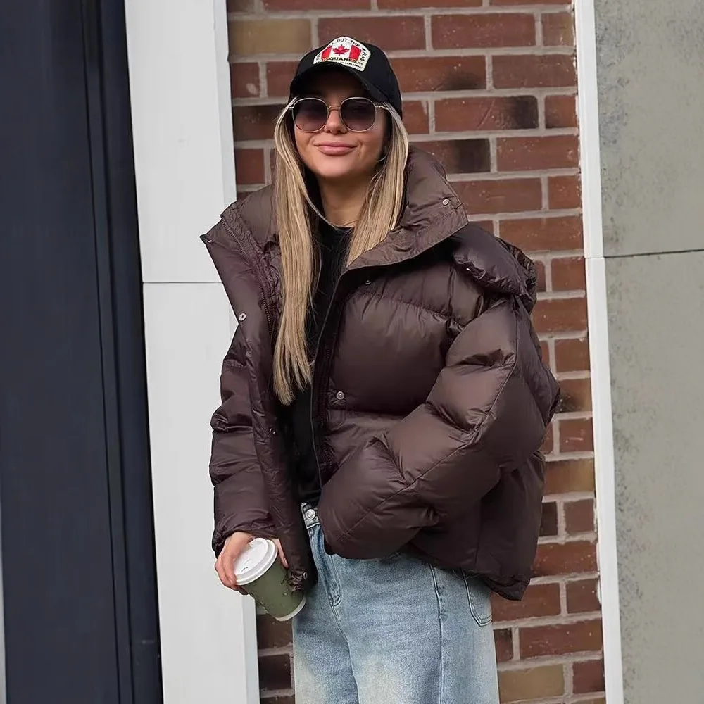 

Женская свободная теплая хлопковая куртка с капюшоном, новинка осени 2025, модная, с длинными рукавами, на молнии, утепленная, для женщин