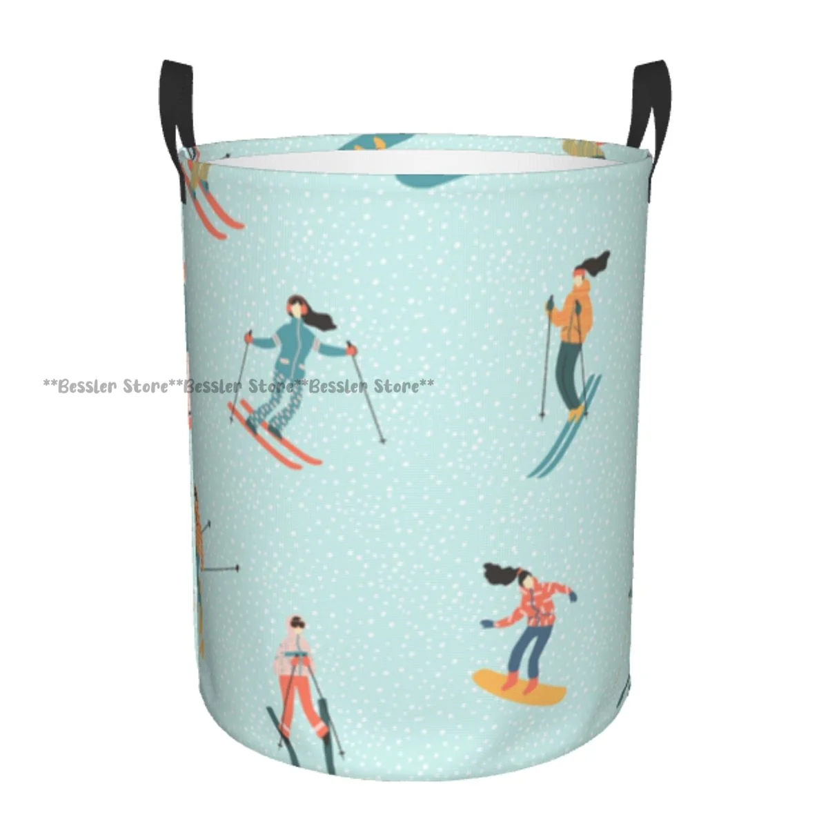 Dirty Laundry Basket Snowboard Winter Sports Folding Clothing Storage Bucket