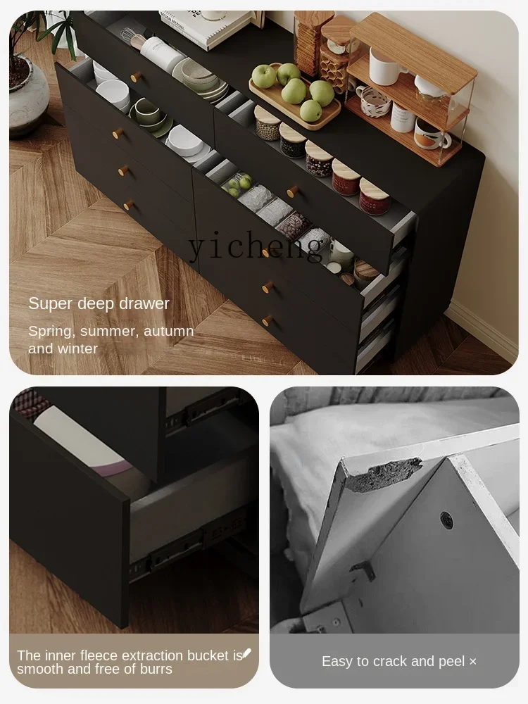 a6 Extremely narrow side cabinet Deep ultra-thin cabinet Solid wood black living room against the wall French