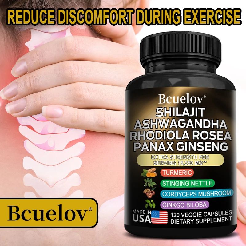 Shilajit Pure Himalaya, Energy Booster, Rhodiola, Ginseng, Turmeric, Ginkgo Biloba, Cordyceps Mushroom, Joint, Brain Support