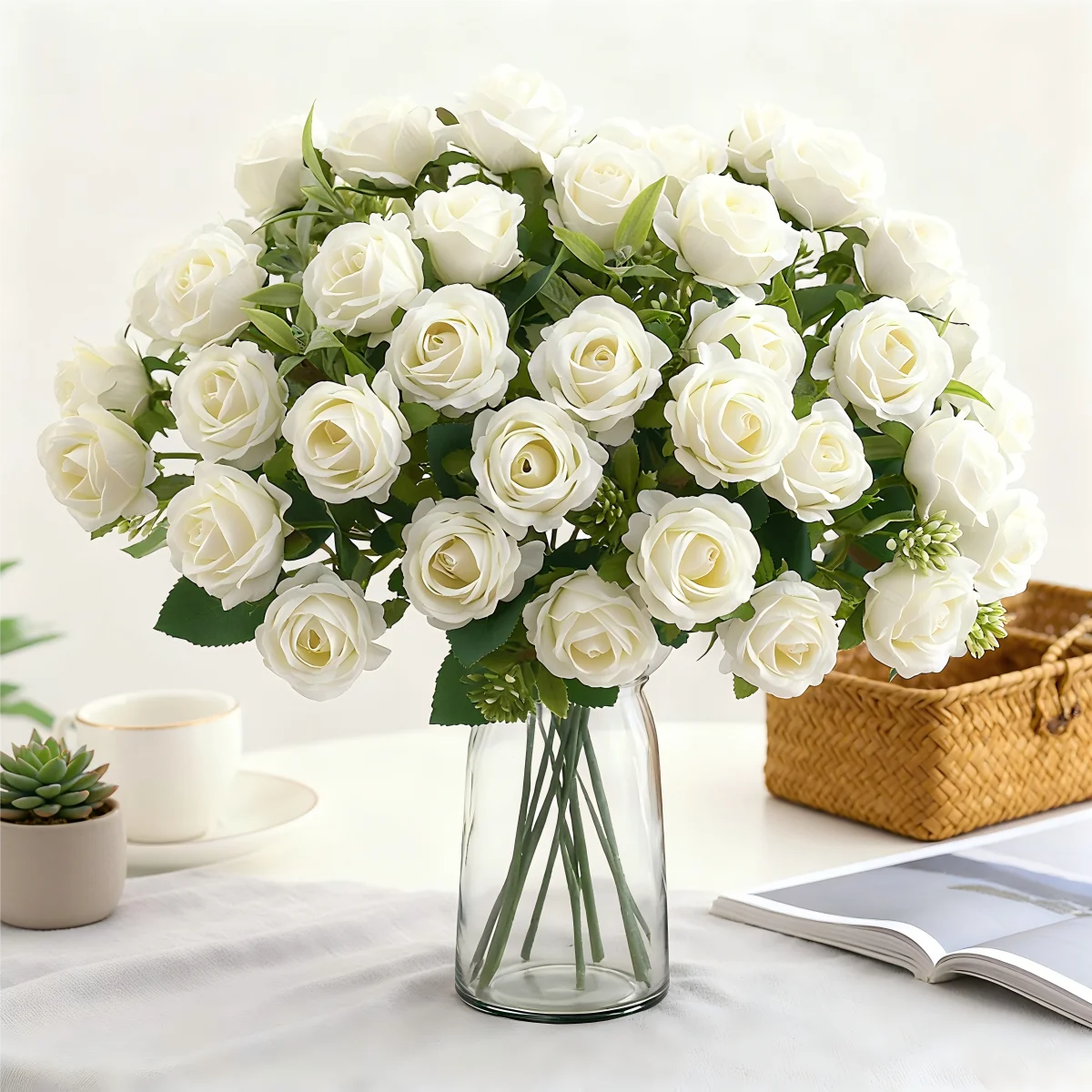 1/2 Stück Künstliche Blumen, Zehnköpfiges Seidenrosen-Bündel, Scrapbook, Valentinstag, Hochzeit, Garten, Günstige Raumdekoration, Vasen- und Tischdekoration, Bastelbedarf