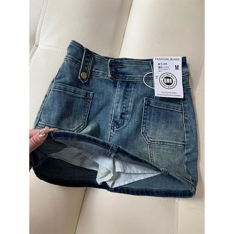 

Stretch denim short skirt for women2025Spring clothingaNew high-waisted pencil skirt that covers the hipsinsThe windbreaker is l
