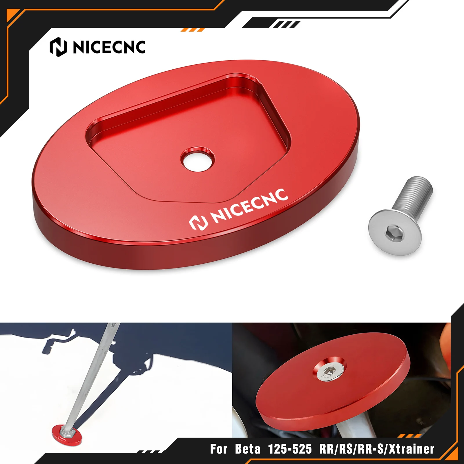 

NICECNC For Beta XTrainer 300 2015-2019 300RR RR RS RR-S 125 200 250 300 350 390 430 500 2013-2019 Billet Side Stand Foot Pad