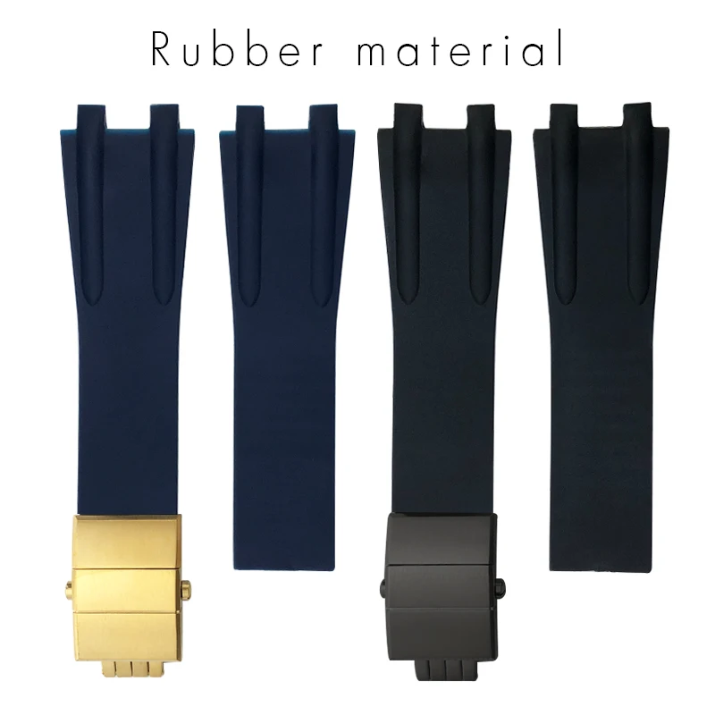 26mm Silicone Rubber Black Blue Watchband Fit for Ulysse Nardin Waterproof Watch Strap Metal Folding Buckle