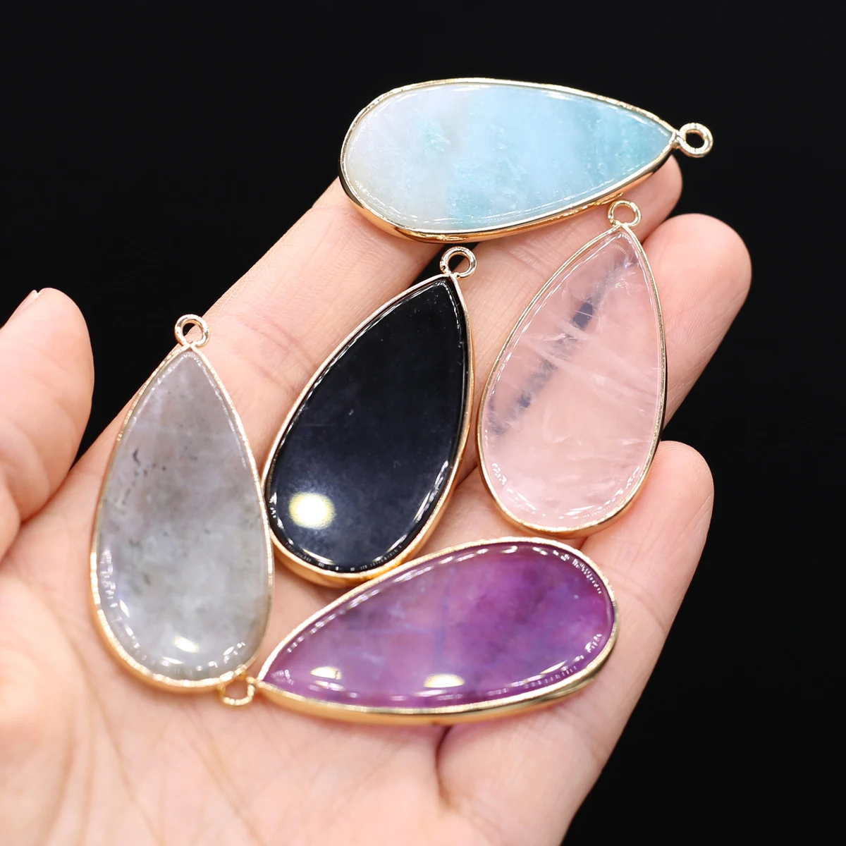 Natural Stone Pendants Water Drop Labradorite Amethyst Crystal for Jewelry Making DIY Women Necklace Earrings Gifts