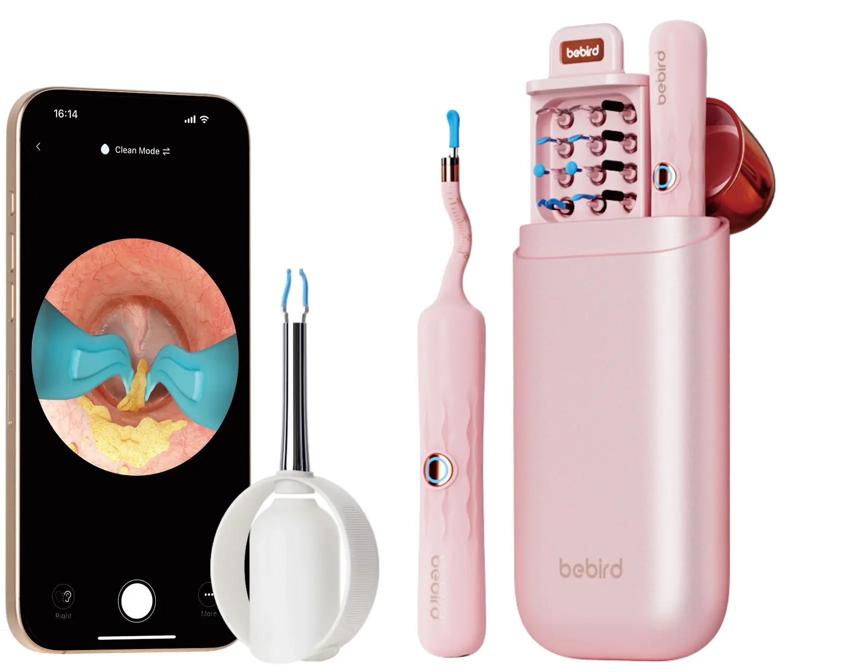 2025 Girl's Pink Bebird EarSight Plus I35R Wireless HD Visual Ear Cleaner /Camera | Clipable Tweezers & ENT Otoscope Home Use