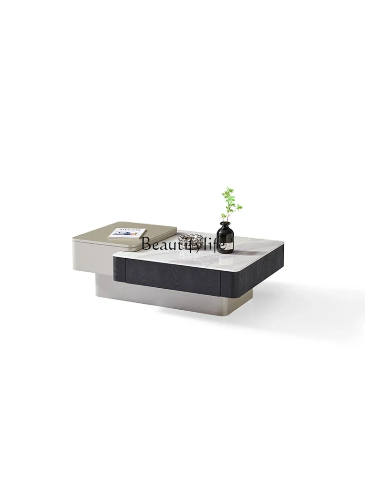 

ls 04Designer modern simple coffee table can lift high-end microcrystalline stone coffee table household size rectangular combin