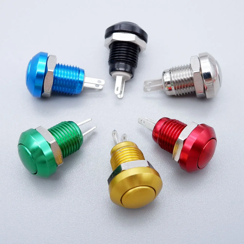 8mm Buttons Metal Power On Off Push Button Momentary Self-reset Mini Switch  Doorbell Horn Button Power Start Stop Red Blue 1NO