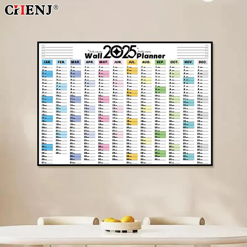 2025 Calendar Planner Sheet Large Wall Calendar Kawaii To Do List Yearly Planner Organizer Check List Home Office Supplies