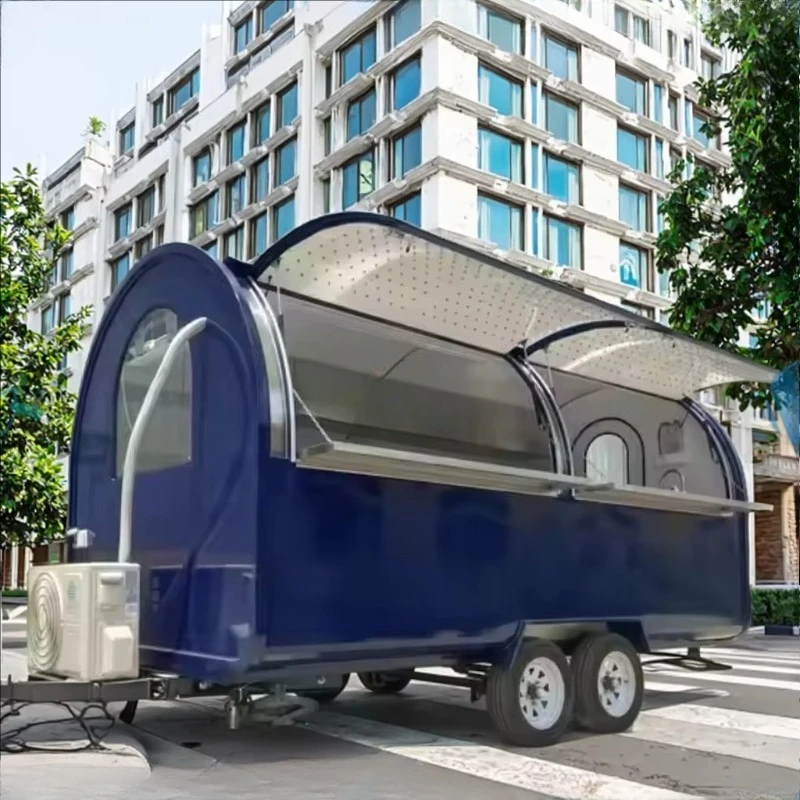 Fully Equipped Round Mobile Food Trailer - Catering Coffee Kiosk Bar Shop Portable Food Cart Truck