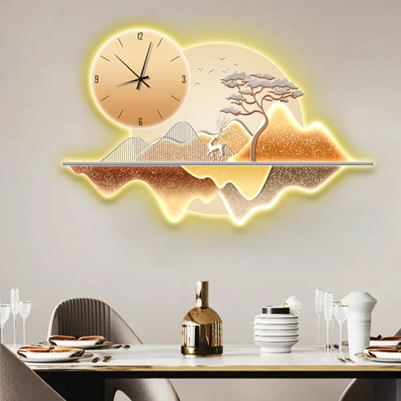 

Light luxury clock wall clock living room fashionable creativity, simple modern dining room wall, silent decoration wall