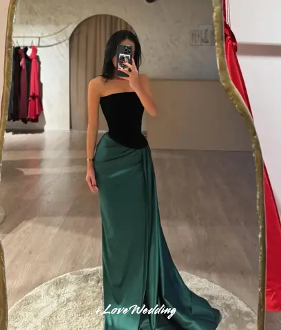 10 best sales smaragdgrön satinklänning - №10