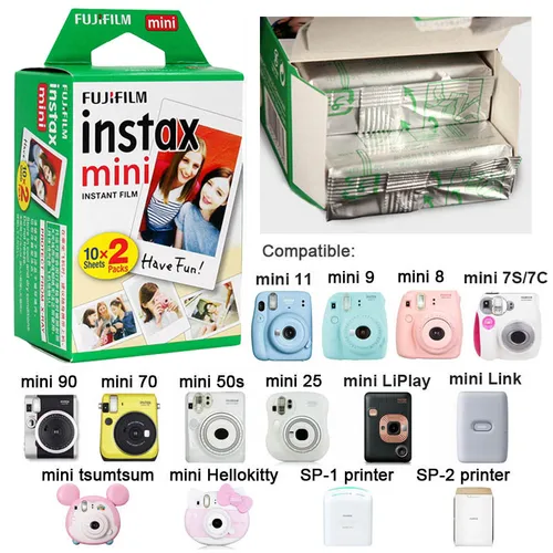 Imagen 2 del producto 10-100 hojas Fuji Fujifilm instax Mini 12 11 9 7+ 90 25 50 cámara de película películas de borde blanco de 3 pulgadas Mini cámara instantánea papel fotográfico