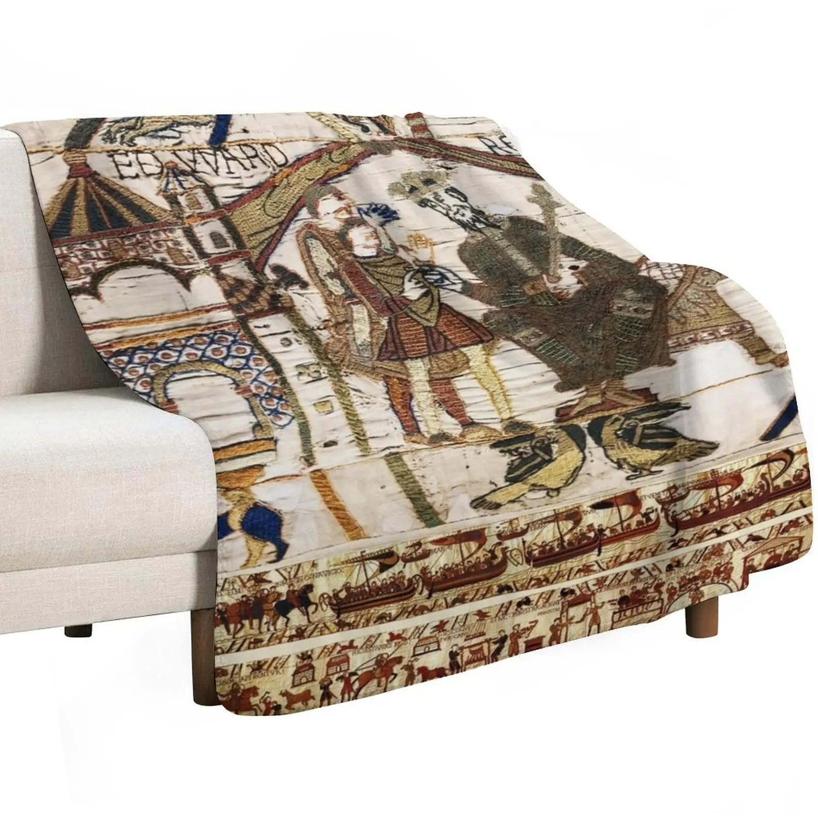 THE BAYEUX TAPESTRY ,King Edward the Confessor and Harold Godwinson at Winchester. Throw Blanket halloween for babies Blankets