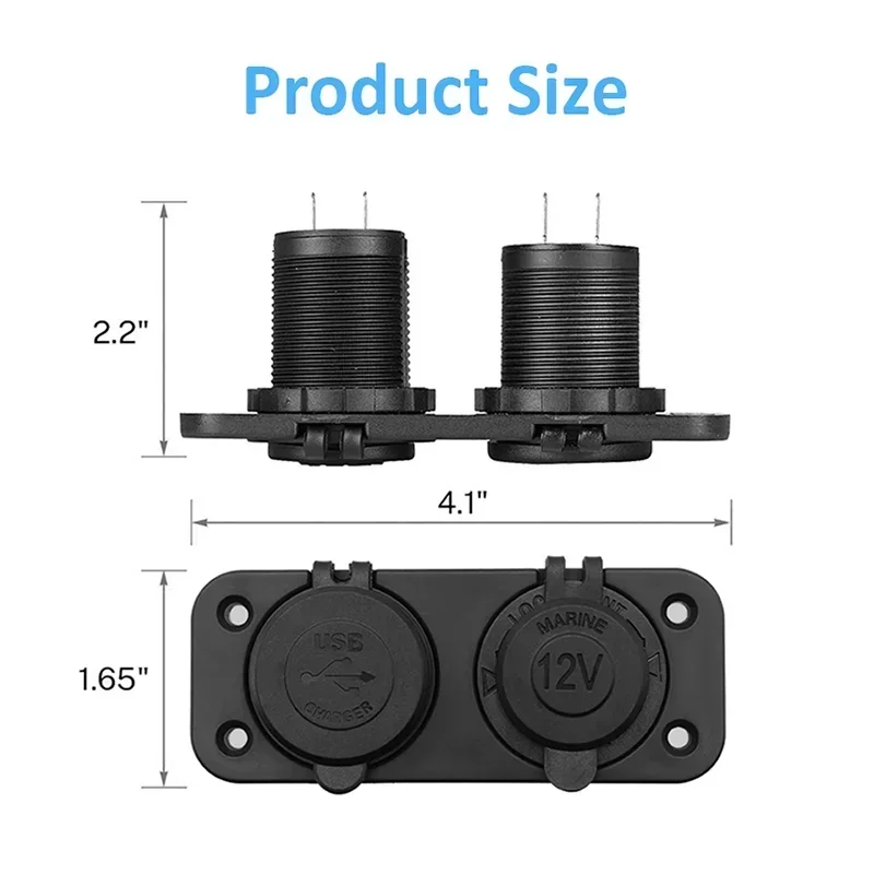 12V/24V Dual-Auto-USB-Buchse Wasserdichter Zigarettenanzünder-Adapter Quick Charge 3.0 für Auto, Boot, Wohnmobil, Motorrad – Detail 7