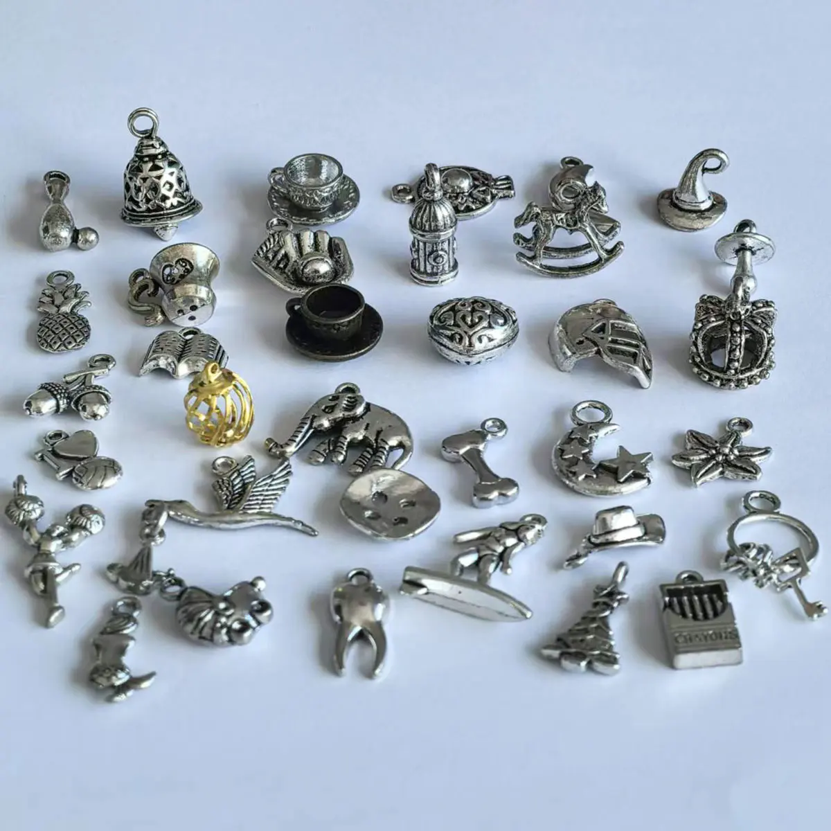 30PCS Mixed 3D Small Metal Charm Pendants Animal Heart Fit DIY Bracelets Jewelry Making Accessories Handicrafts Supplies 5-25mm