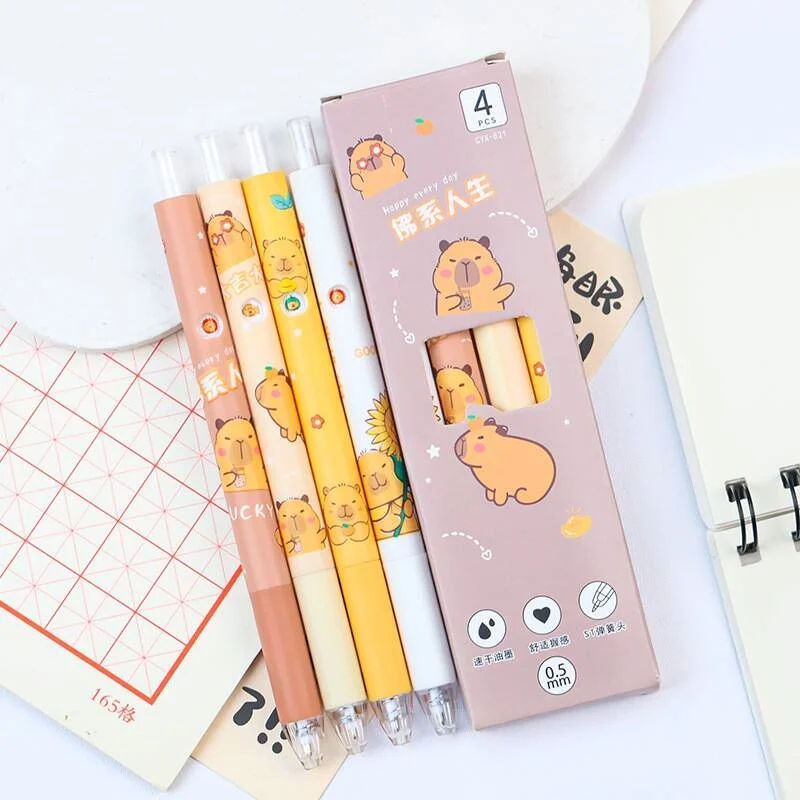 

24/48PCS CREATIVE CAPYBARA пресс-лицо изменение гель ручка мило 0,5 мм черные чернила нейтральные ручки офисных школьных принадлежностей