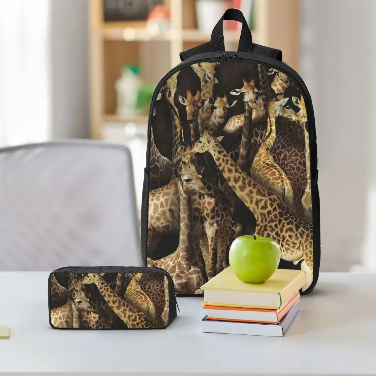 Giraffe Backpack Student Boys Girls BookBag School Bag Laptop Shoulder Bags 3ps Insulated Lunch Bag Pencil Case
