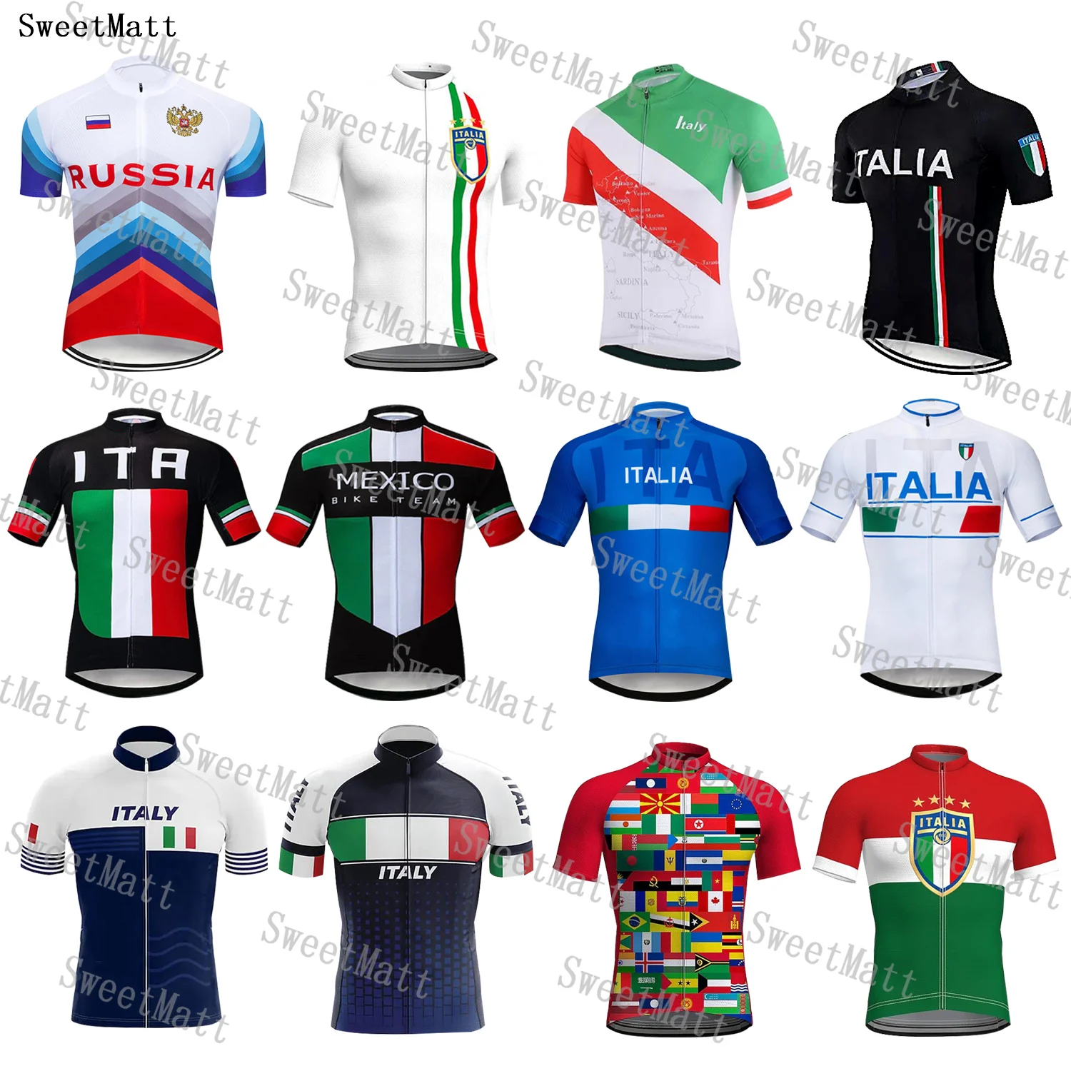 New Italy Polyester Quick Dry Outdoor Sports Cycling Jersey  Breathable Sweat Absorption Men\'s Bicycle Short Sleeve