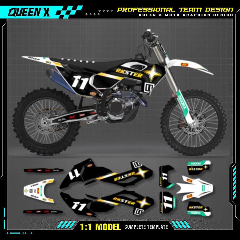 Queen X MOTOR Custom Motorcycle Graphics Decals Stickers Kits For Husqvarna TC FC TX FX FS 2023 2024 TE FE 2024