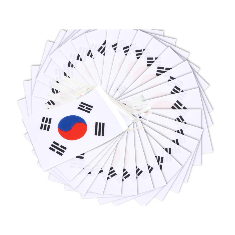 Korea Flag 14x21cm 20pcs High-Quality Polyester Indoor and Outdoor Korean Decorative Flags