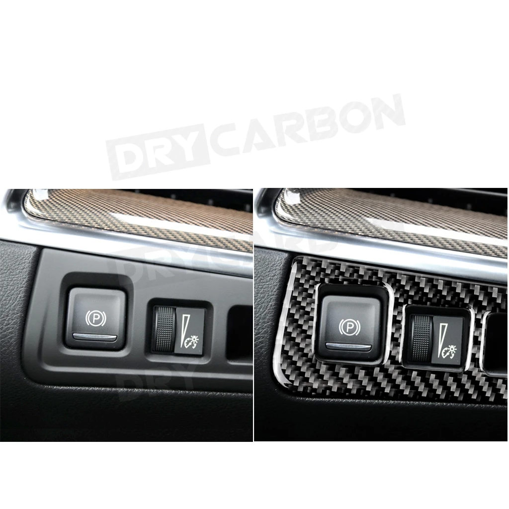 1pcs Carbon Fiber Electronic Handbrake Button Trim Cover Car Accessories Interior Car Decor Car Trim for Cadillac XT5 2016-2019