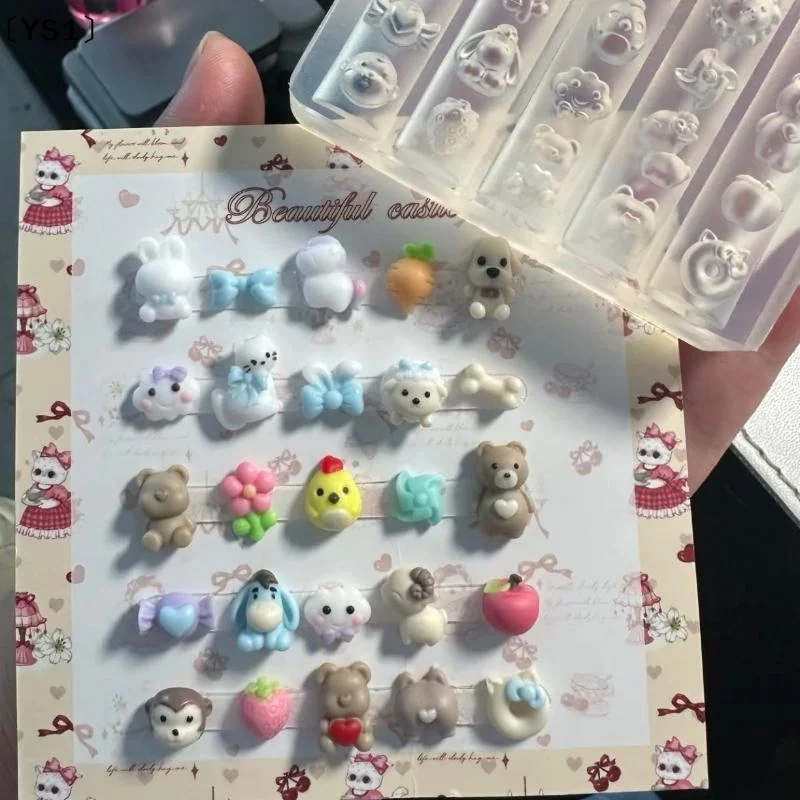 〔YS1〕Cartoon Cute Animals 3D Silicone Nail Mold DIY Fruit Design Transparent Mold Manicure Design Tools Nail Art Decoration