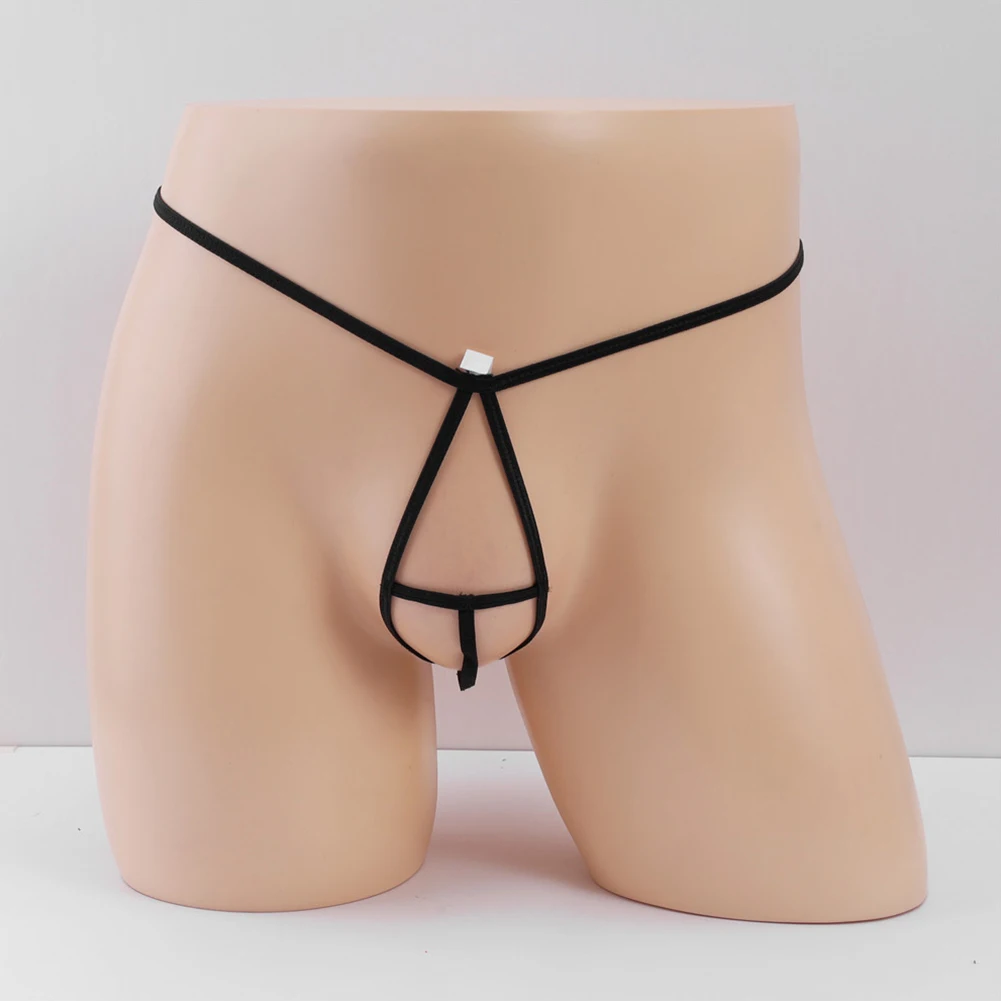 Cómoda Tanga ahuecada con anillo para pene, bragas eróticas recortadas, lencería, bragas para hombre, calzoncillos con espalda en T
