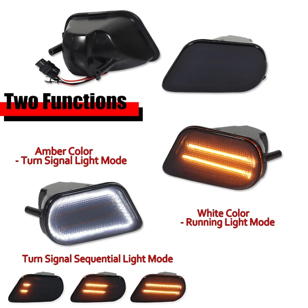 Switchback Sequential Amber LED Car Front Bumper Turn Signal Lights w/ White DRL Driving Lights For 1998-2002 Pontiac Firebird