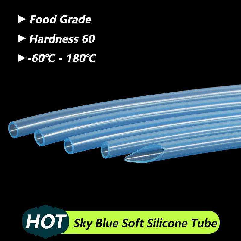 Sky Blue Food Grade Silicone Rubber Hose 2x4mm 3x5mm 4x6mm 5x7mm 6x8mm Rubber Hose Soft Drink Pipe Water Connector Plumbing