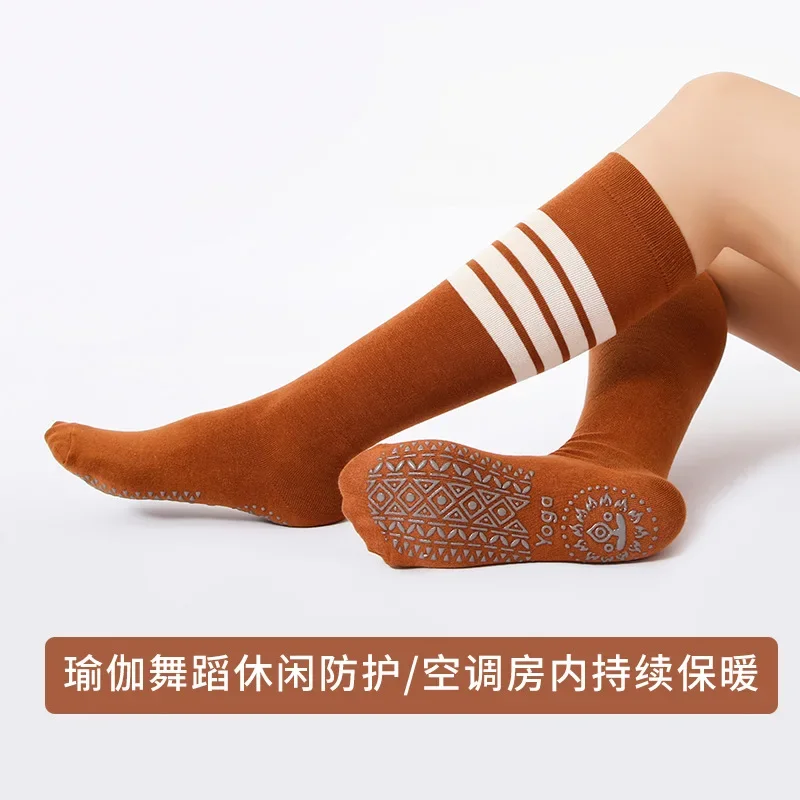 دافئ موضة الشتاء المضادة للانزلاق اليوغا الجوارب لفتاة مبطن القطن جورب طويل جوارب يمكن السير بها على الأرض المنزل الصالة الرياضية اللياقة البدنية بيلاتيس رشاقته جوارب