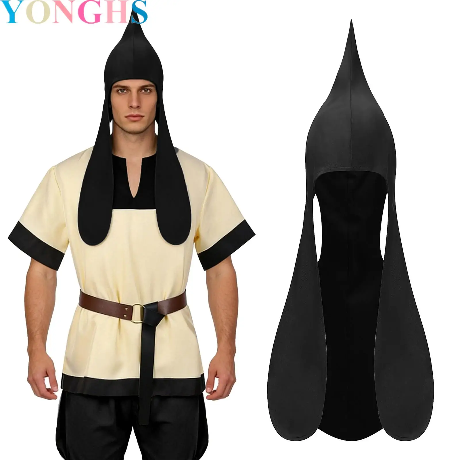 

1Pcs Men Medieval Cosplay Ear-protective Hooded Headscarves Headwear Victorian for Halloween Dress Up Clothing Accessory