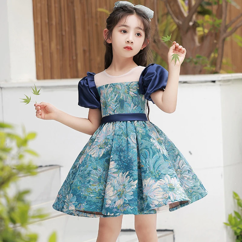 

2023 Evening Wedding Kids Formal Special Occasion Dress for Girls with Embroidery and Sash Child Princess Pageant Short Dresses