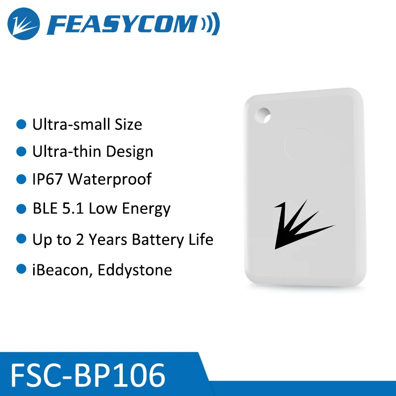 Feasycom Waterproof Mini BLE iBeacon Eddystone Location Tracking Tracker BP106 Bluetooth Low Energy Beacon for Asset Tracking