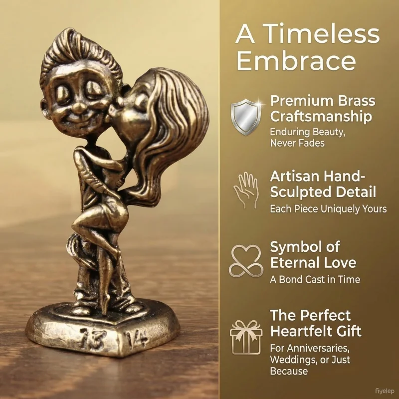 

Creative Retro Brass Couple Statues Mini Copper Lovers Figurines Home Decor Romantic Gift For Anniversary & 5.20