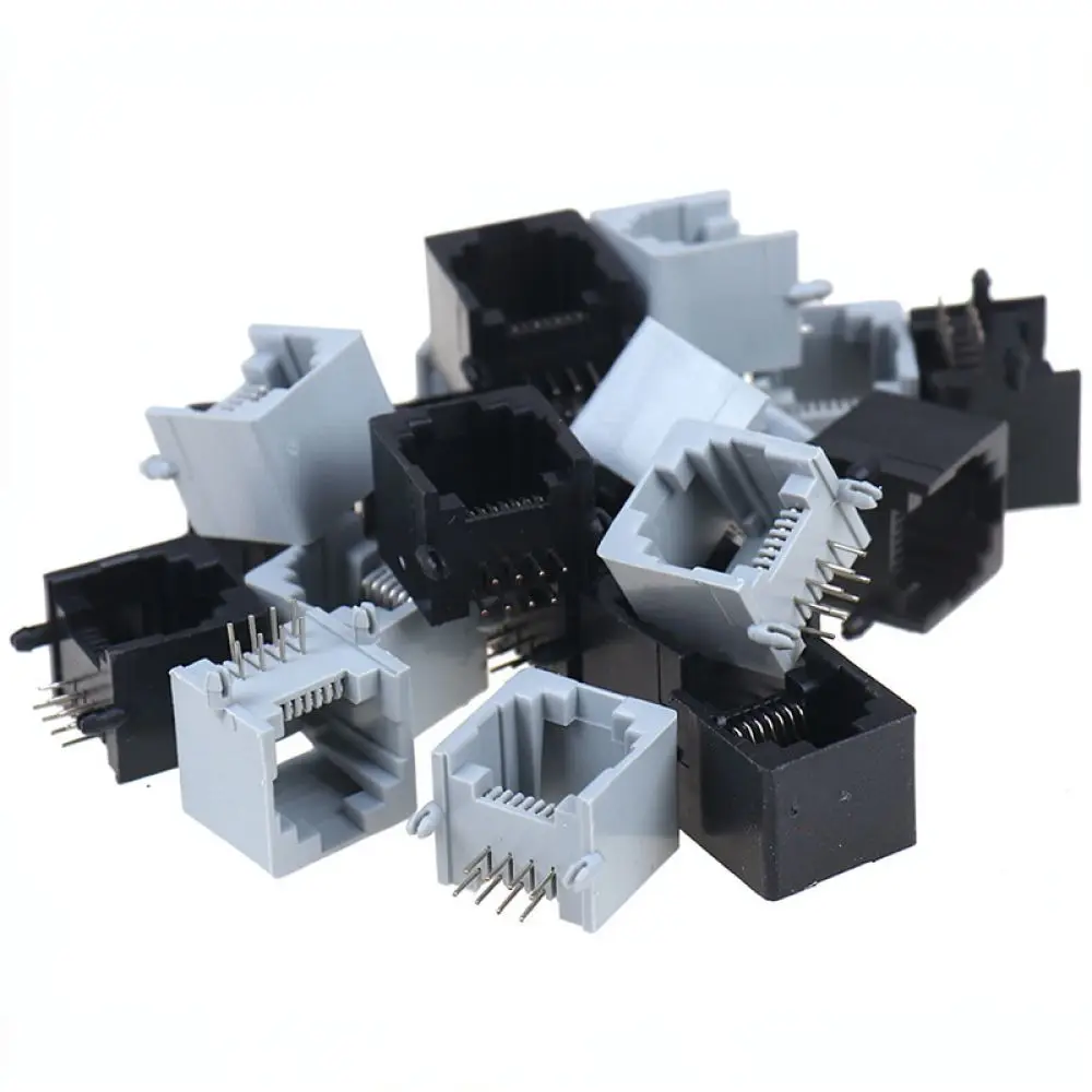 RJ11 RJ45 Modular Jack 8P8C Ethernet Telephone Connector Gray Wall Socket Network Port Communication Interface Wiring Module