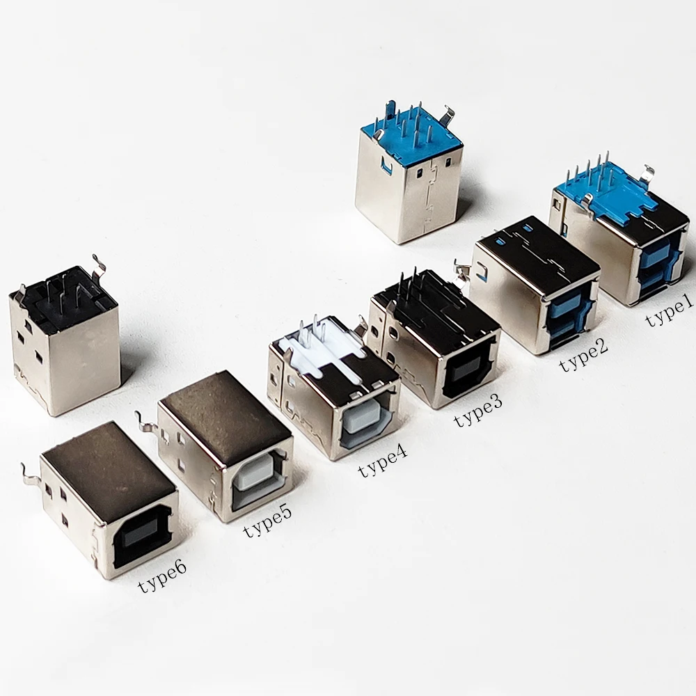 5PCS USB 2.0 USB 3.0 Connector Socket Jack Female Male B Type 90°/180°Connector Soldering  Connector Printer interface
