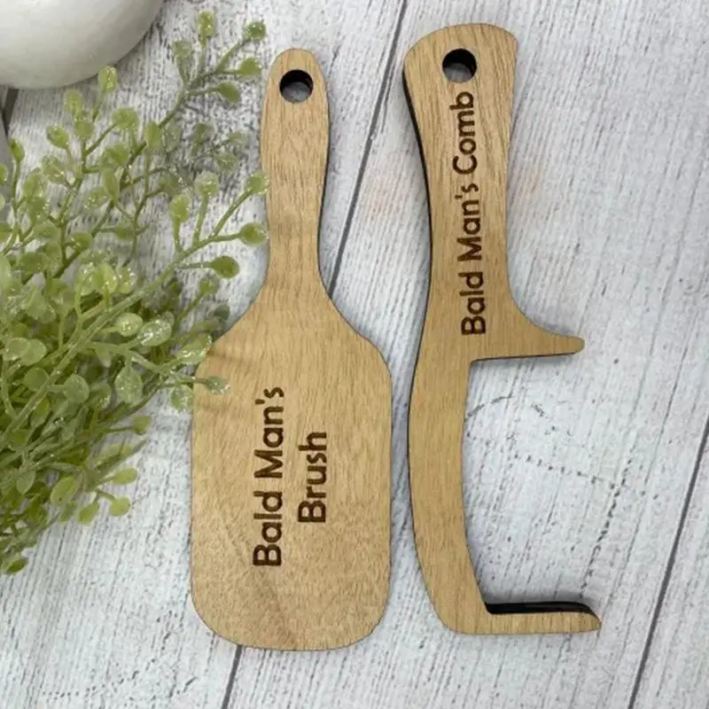مشط الكمامة للرجل الأصلع مشط خشبي بدون شعر فرشاة مزحة فرشاة فرحان بدون أسنان مشط مضحك عملي نكتة الكمامة مشط للرجل هدية #2