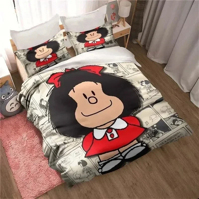 3D Kawaii Anime Mafalda All Season Twin Bedding Set Printed With Pillowcase Bed Duvet Cover Single Double Queen Super King Size