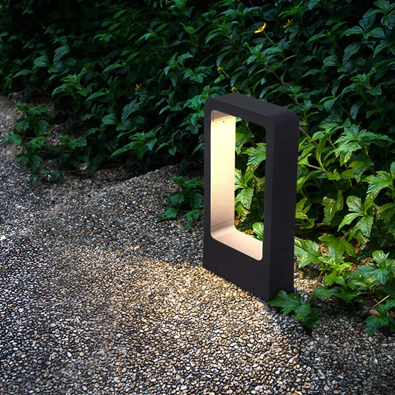 Imagem -04 - Led Outdoor Landscape Path Lights Impermeável Lawn Post Luzes Dispositivo Elétrico Preto Pátio Pátio Decoração da Garagem 7w Ip54