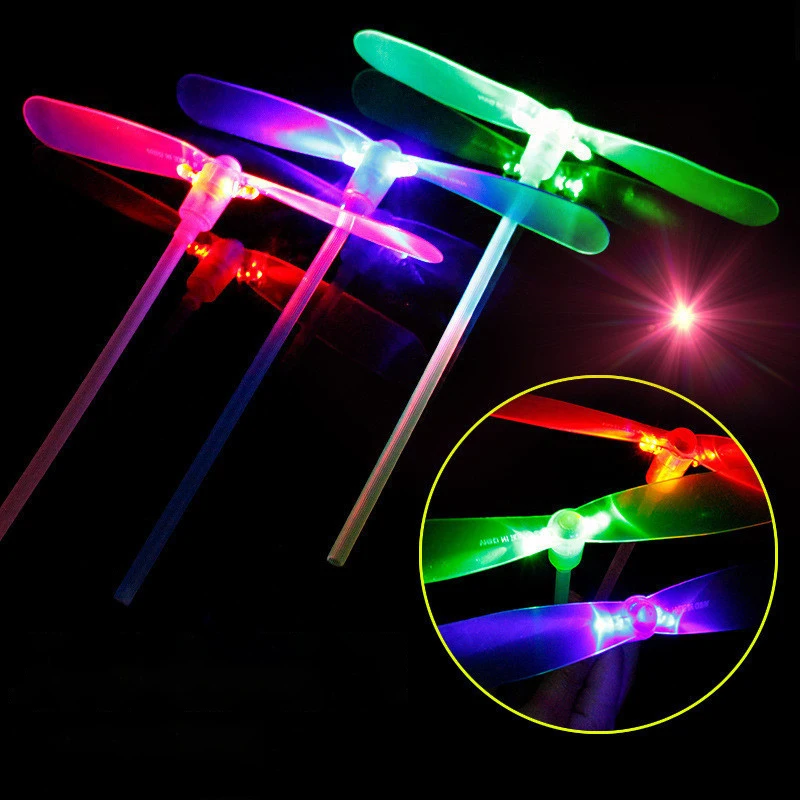 10Pcs/bag Outdoor Kids Toys LED Glowing Bamboo Dragonfly Birthday Party Supplies Carnival Party Children Back To School Gifts