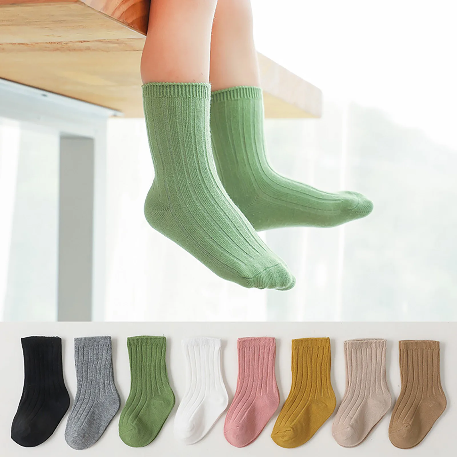 

Winter Keep Warm Children Socks Boys And Girls Cotton Socks Double Needle Mid Calf Baby Socks Solid Color Infant Toddler Socks