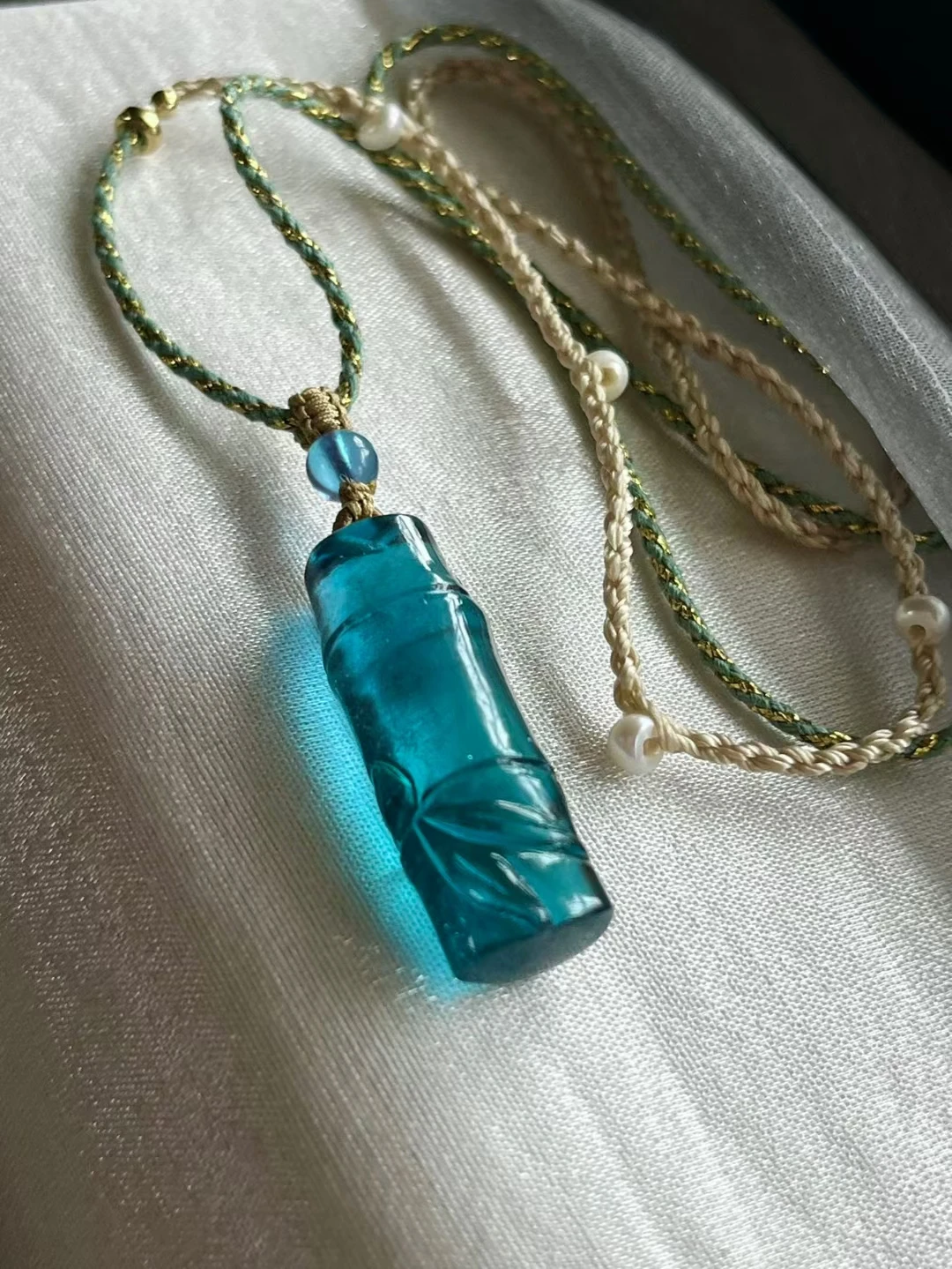 

Natural Blue Aquamarine Quartz Pendant Bamboo Carved Jewelry 32.711.5mm Blue Aquamarine Oval Necklace AAAAA