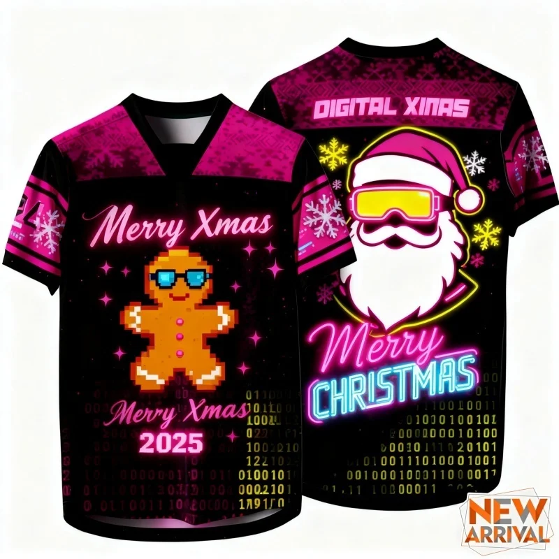 عيد الميلاد سانتا الرنة نمط تي شيرت للرجال الرقمية عيد الميلاد ثلاثية الأبعاد طباعة تيز عادية الشارع بلوزات مستديرة العنق تي شيرتات قصيرة الاكمام