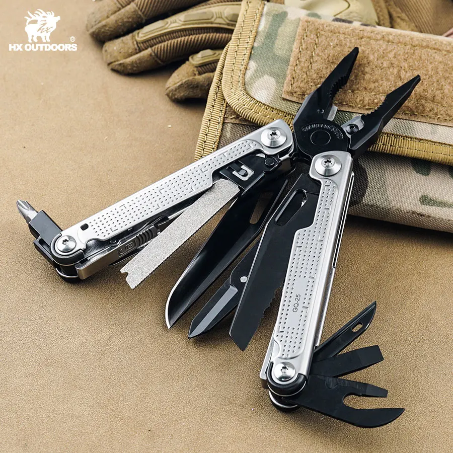 Imagem -05 - Outdoors Eagle Alicate Multifuncional Camping Sobrevivência Multitool Alicate Dobrável Tesoura Chave de Fenda Bits Serra de Caça hx