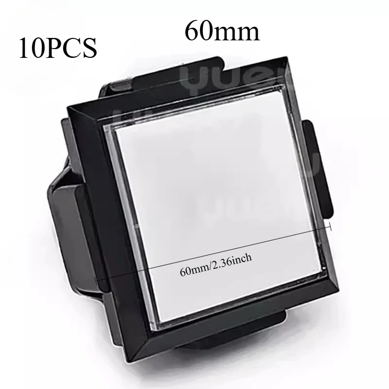 10PCS 60mm Square LED Push Button Arcade Machine Parts Self Resetting DJ Switch for Trash Classification Coin Operated Games