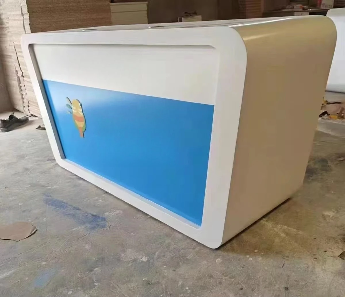 

Custom Curved LED Broadcast Counter Studio News Anchor Desk Commercial Furniture