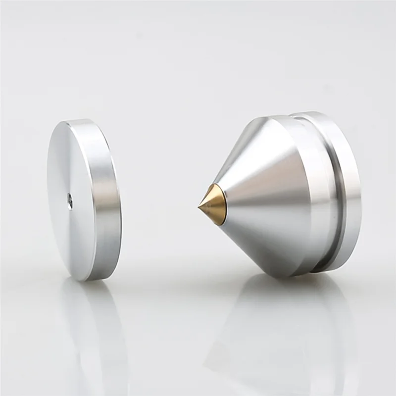 B13C8 Set Speaker Stand Feet Foot Pad Aluminium Alloy Metal Spikes Cone Floor Foot Nail Silver